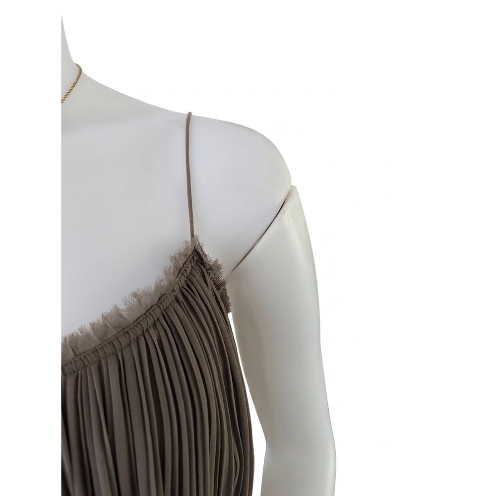 Banana Republic Pleated Open Back Tiered Midi Dress Olive Green Size 20 - Picture 3 of 10
